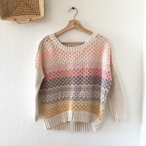 American Eagle 100% Cotton Striped Pink Sweater